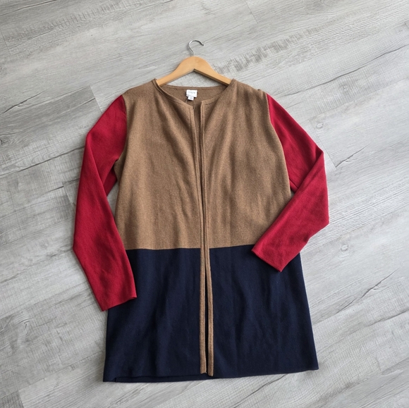 J CREW Vanessa Color Block Cardigan Sweater SZ M Open Jacket Nwot - Picture 2 of 8
